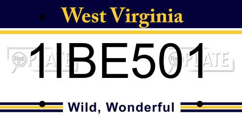 1IBE501 West Virginia License Plate