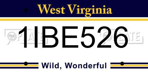 1IBE526 West Virginia License Plate