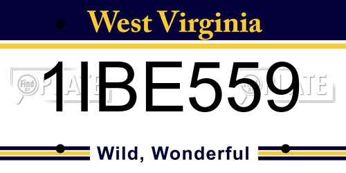 1IBE559 West Virginia License Plate