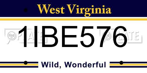 1IBE576 West Virginia License Plate