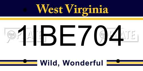 1IBE704 West Virginia License Plate