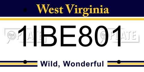1IBE801 West Virginia License Plate