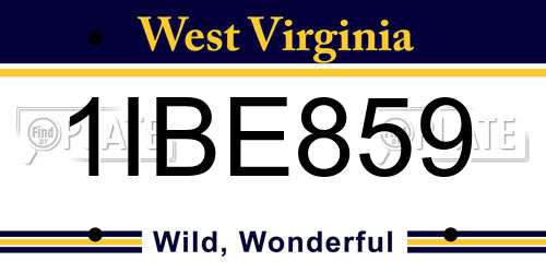 1IBE859 West Virginia License Plate
