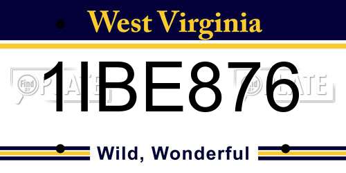 1IBE876 West Virginia License Plate