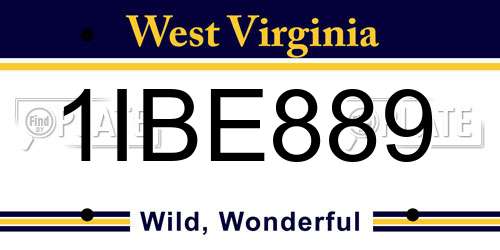 1IBE889 West Virginia License Plate