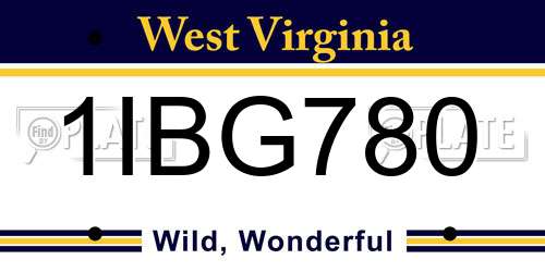 1IBG780 West Virginia License Plate