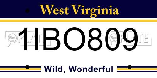1IBO809 West Virginia License Plate