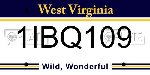1IBQ109 West Virginia License Plate