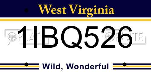 1IBQ526 West Virginia License Plate