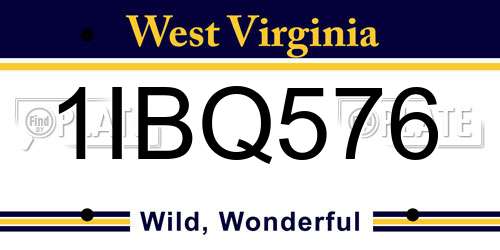 1IBQ576 West Virginia License Plate