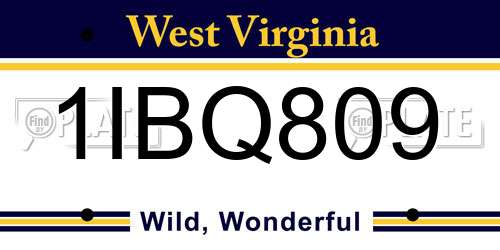 1IBQ809 West Virginia License Plate