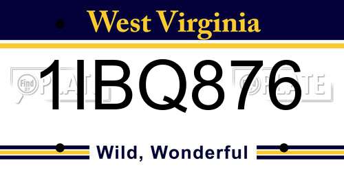 1IBQ876 West Virginia License Plate