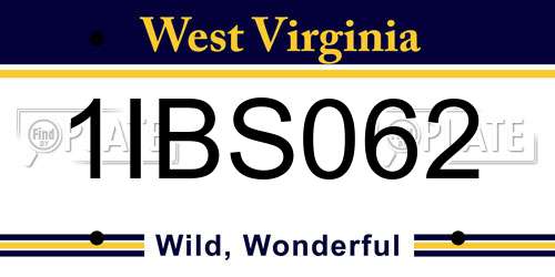 1IBS062 West Virginia License Plate