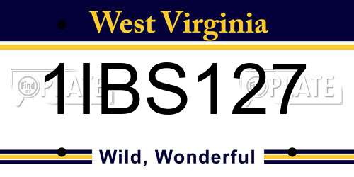 1IBS127 West Virginia License Plate