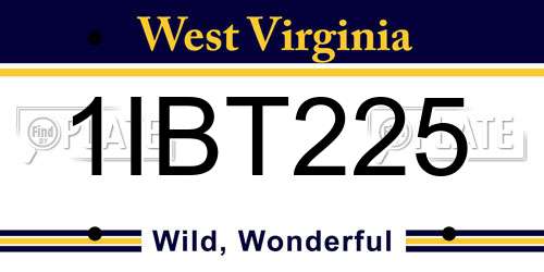 1IBT225 West Virginia License Plate