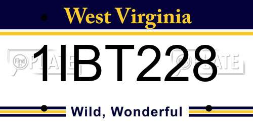 1IBT228 West Virginia License Plate