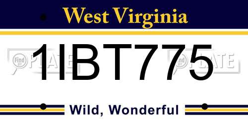 1IBT775 West Virginia License Plate