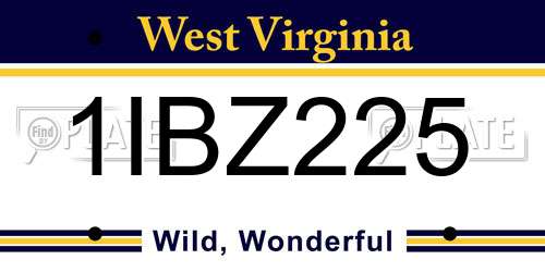 1IBZ225 West Virginia License Plate