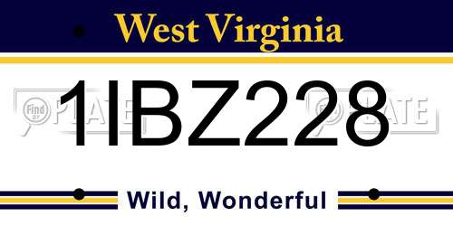 1IBZ228 West Virginia License Plate