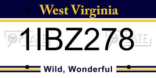 1IBZ278 West Virginia License Plate