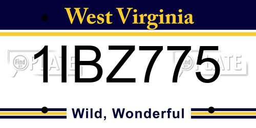 1IBZ775 West Virginia License Plate