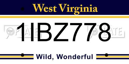 1IBZ778 West Virginia License Plate