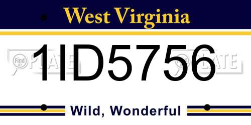 1ID5756 West Virginia License Plate