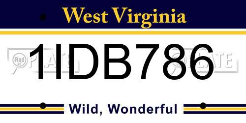 1IDB786 West Virginia License Plate