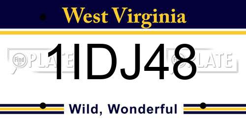 1IDJ48 West Virginia License Plate
