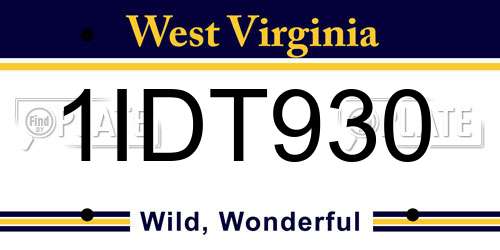 1IDT930 West Virginia License Plate