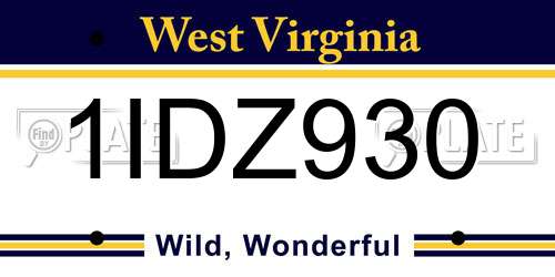 1IDZ930 West Virginia License Plate
