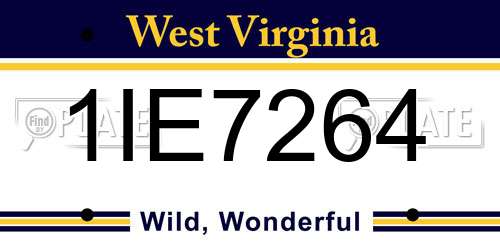 1IE7264 West Virginia License Plate