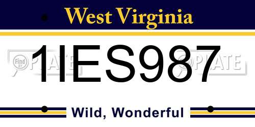 1IES987 West Virginia License Plate