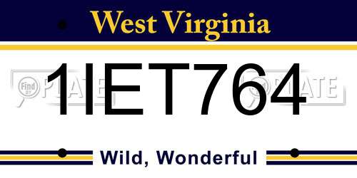 1IET764 West Virginia License Plate