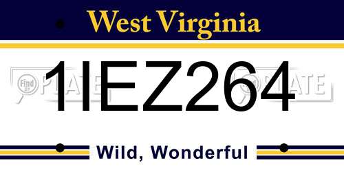 1IEZ264 West Virginia License Plate