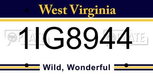 1IG8944 West Virginia License Plate