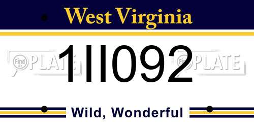 1II092 West Virginia License Plate