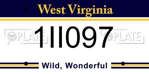 1II097 West Virginia License Plate