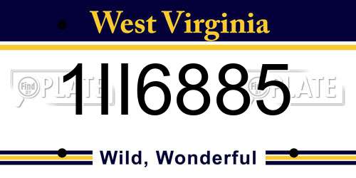 1II6885 West Virginia License Plate