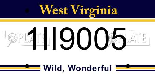 1II9005 West Virginia License Plate