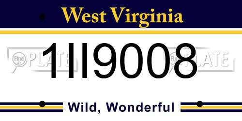 1II9008 West Virginia License Plate