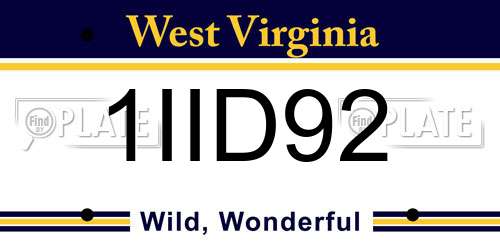 1IID92 West Virginia License Plate
