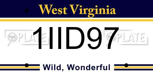 1IID97 West Virginia License Plate