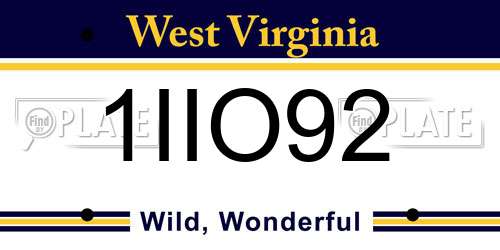 1IIO92 West Virginia License Plate