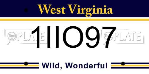 1IIO97 West Virginia License Plate