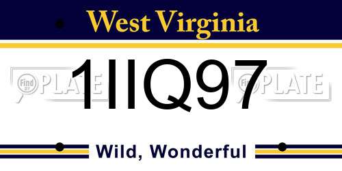 1IIQ97 West Virginia License Plate
