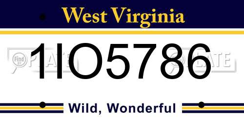 1IO5786 West Virginia License Plate