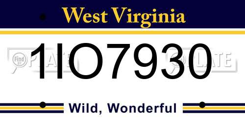1IO7930 West Virginia License Plate