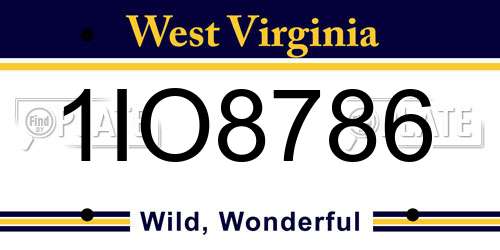 1IO8786 West Virginia License Plate
