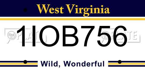1IOB756 West Virginia License Plate